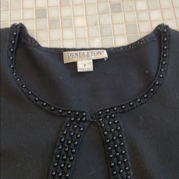 Pendleton Petite Black Beaded Sweater - Picture 2 of 5